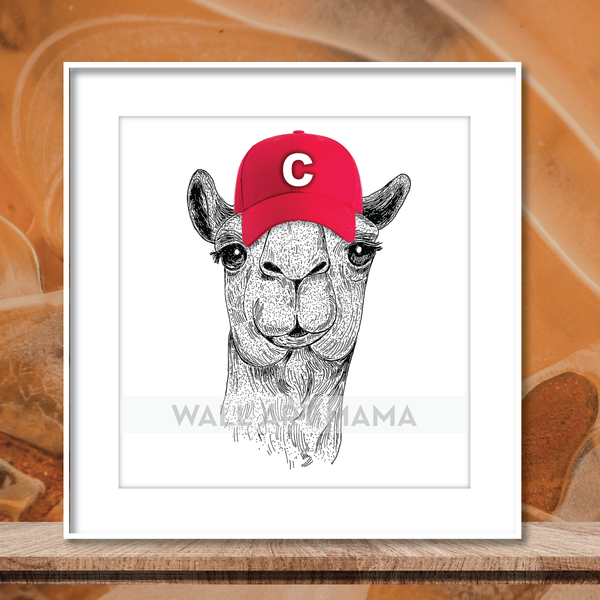 CAMEL WITH RED BALL CAP
